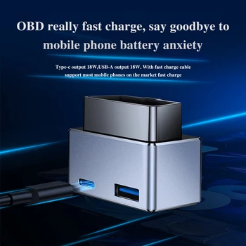 Автомобильное OBD Быстрое Зарядное Устройство Для Мобильного Телефона Tesla Model 3 Y X S, Адаптер Для Зарядки OBD2, Разветвитель USB И Type-c, Двухпортовая Штекерная Головка 43 Вт