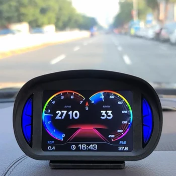 Автомобильный HUD С двойной системой OBD2 GPS, головной дисплей Hud, Цифровой Спидометр с сигнализацией о превышении скорости, предупреждение о напряжении, предупреждение об усталости водителя