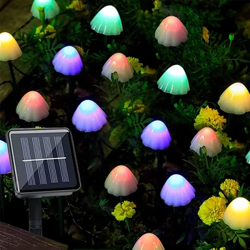 8 режимов солнечных грибных сказочных гирлянд Светодиодные наружные водонепроницаемые наземные фонари на солнечной энергии Украшение Рождественского сада