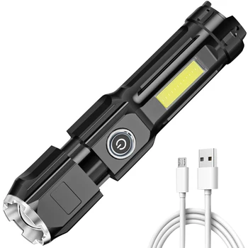 USB Перезаряжаемый рабочий фонарь XPG COB LED Camping Torch Фонарик Мощный фонарь с магнитом Инструмент для наружного освещения