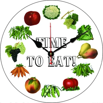 Круглые настенные часы для овощной кухни, большой обеденный ресторан, кафе, декоративные настенные часы, бесшумные, не тикающие, приятные для подарка