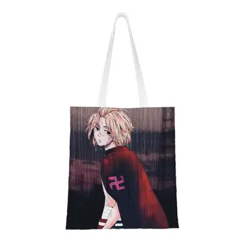 Изготовленная на заказ холщовая хозяйственная сумка Tokyo Revengers из манги и аниме, женская моющаяся сумка для покупок Sano Manjiro Mikey Shopper Tote Bag