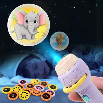 Загорающийся Мультяшный Слайд-проектор Игрушка для раннего образования Детский Проектор Фонарик Книга Сказок для сна Факел Лампа Игрушка