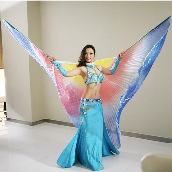 Реквизит для танца живота golden wings, 3-цветные крылья, одежда для танцев для взрослых, крылья 360 градусов, цветные крылья