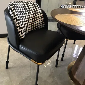 Современные минималистичные кожаные обеденные стулья для мебели для столовой, спинка обеденного стула в скандинавском стиле, Роскошная Креативная дизайнерская кухня