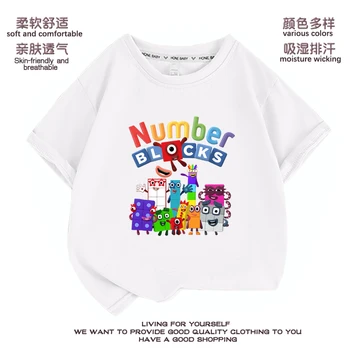 Детская футболка, Одежда для девочек, Футболки с Рисунком Аниме Numberblocks, Топы для девочек, Детская одежда, Футболки Для мальчиков, Футболки с 1-9 номерами