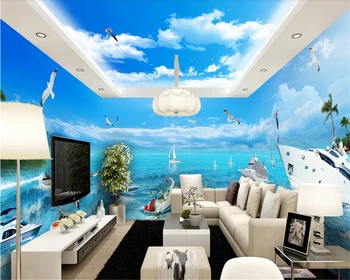 обои beibehang Голубое небо белые облака тематика океанских каникул пространство полный дом модные толстые персонализированные обои фон