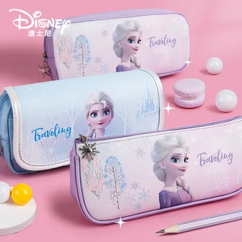 Disney Kawaii Stationerys Box Frozen Elsa Пенал повышенной емкости для девочек начальной школы, Милые подарки, Детские сумки для карандашей, Новинка