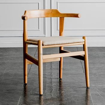 Обеденные стулья из массива дерева в скандинавском стиле для домашней мебели, стул со спинкой, Креативная простота, Высококлассные обеденные стулья для ресторана