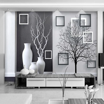 3D фотообои на заказ, фреска, простое черно-белое Большое дерево, ТВ-бумага, фон для домашнего декора