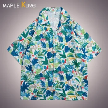 Винтажные Рубашки с цветочным Рисунком в Корейском Стиле для Мужчин, Блузки 2023, Летний Кардиган С Принтом, Camisa Hombre Hawaianas, Мужская Футболка Homme
