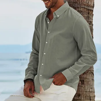 2023 Новая мужская повседневная блузка, однотонная рубашка, Свободные топы, футболка с коротким рукавом, Летняя повседневная Красивая мужская рубашка Blusa