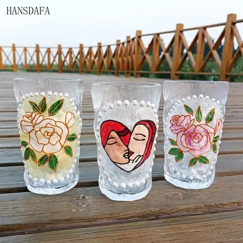 Высококачественная ручная роспись в виде цветка розы, хрустальный стакан, домашний молоток, чашка для питья, пивная кружка, молоко