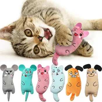 Милые игрушки для кошек, Забавная Интерактивная Плюшевая игрушка для кошек, Мини-Скрежещущая зубами Кошачья мята, Котенок, Жующий Скрипучую игрушку, Аксессуары для домашних животных