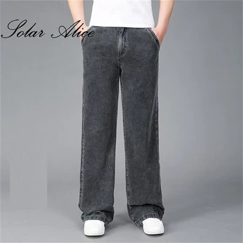 Бесплатная доставка, мужские новые широкие серые джинсовые брюки 2022 года, высококачественные деловые повседневные брюки большого размера