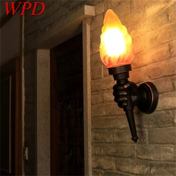 Уличные настенные бра WPD, классический светильник-факел, креативный светодиодный светильник, водонепроницаемый для украшения дома