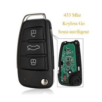 jingyuqin 3 Кнопки Smart Remote Автомобильный Брелок 433 МГц Для Audi A3-Mqb Keyless Go/Полуинтеллектуальный Hu66 Blade