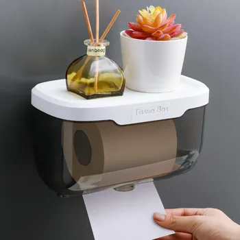 Держатель туалетной бумаги, Настенные Прозрачные ящики для хранения, Водонепроницаемый Стеллаж для хранения туалетной бумаги, лоток для хранения в ванной комнате