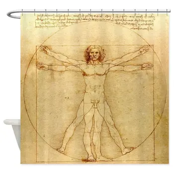 Занавеска для душа Leonardo da Vinci Vitruvian Man Декоративная тканевая занавеска для душа