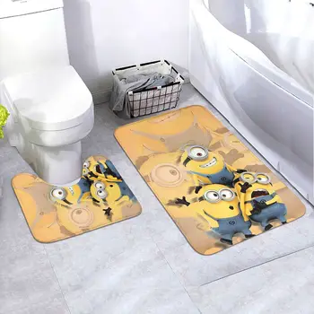 Набор ковриков для ванной в стиле аниме, водопоглощающий и противоскользящий коврик для пола, 2 противоскользящие накладки, коврик для ванной + контур