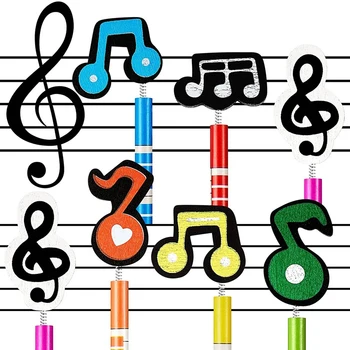 48 шт. Карандаши для музыкальных нот, деревянные цветные карандаши в полоску с деревянными украшениями для музыкальных нот Для школьников и учителей