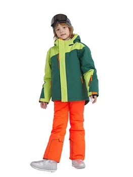 Лыжная куртка детская водонепроницаемая ветрозащитная Детские лыжные брюки для мальчиков и девочек-30 ГРАДУСОВ Зимний теплый лыжный костюм для сноубординга на открытом воздухе