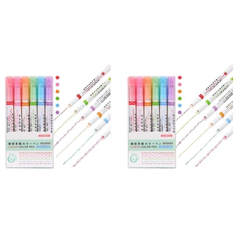 Набор маркеров Curve из 12 предметов с 6 наконечниками различной формы, разноцветными ручками Curve, маркером различных цветов