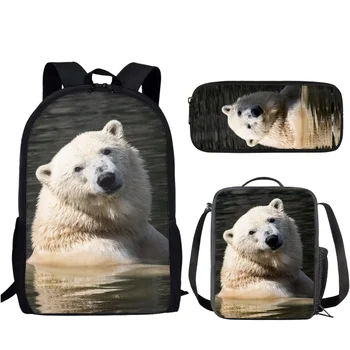 Школьные сумки White Polar Bear Набор из 3-х рюкзаков для книг большой емкости с ланч-боксом для мальчиков подростков девочек