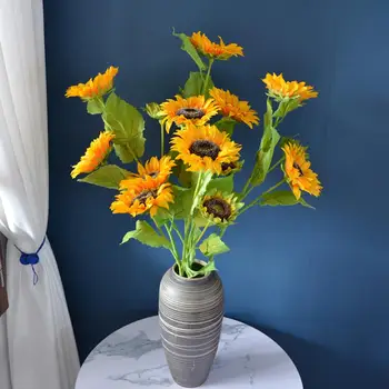 Полезный искусственный цветок, реалистичный, сделанный своими руками Изысканный Букет подсолнухов из искусственного шелка