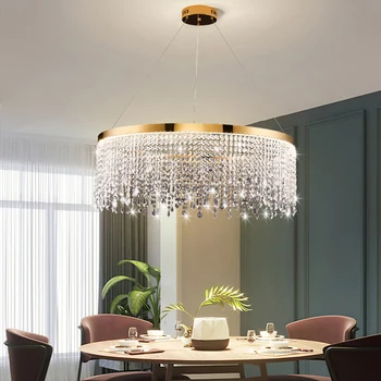 Роскошная люстра для гостиной, подвесной светильник Nordic K9 Crystal, Золотой Домашний декор, светодиодный подвесной светильник для столовой