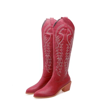 BLXQPYT Zapatos De Mujer/ Сапоги до колена; Женская Дизайнерская Зимняя Теплая Обувь на платформе с вышивкой; Большие Размеры 54 M7773