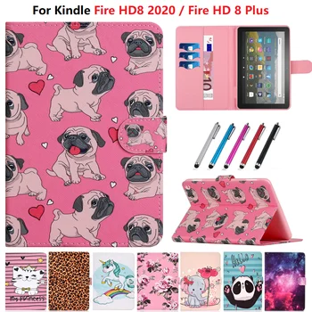 Для Amazon Fire Hd 8 Case 2020 Прекрасный Щенок Кошка Панда Funda для Fire HD8 2020 Чехол для планшета Kindle HD 8 Plus Чехол + Подарочная Ручка