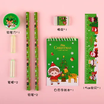 Набор карандашей для студентов Рождественский набор канцелярских принадлежностей из 8 предметов Детские школьные принадлежности