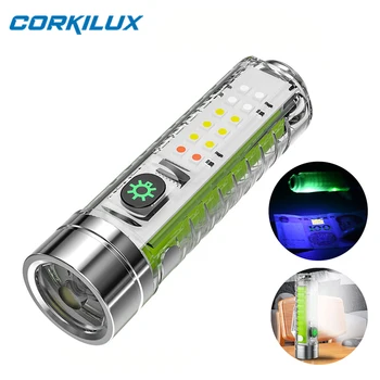 Светодиодный Edc-фонарик CORKILUX, супер яркий USB C, Перезаряжаемый Мини-карманный УФ-светильник, магниты, рабочий фонарь, лампа для самообороны, Походная лампа