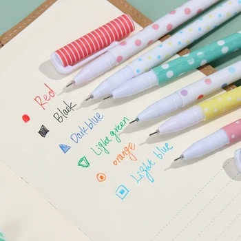 6 шт./компл. Цветная ручка в горошек, цветная гелевая ручка 0,38 мм, Милые ручки для школы в корейском стиле Kawaii, стационарные