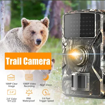 Охотничья камера с разрешением 1080P, инфракрасным ночным видением, детектором движения, цветным дисплеем 2,4 