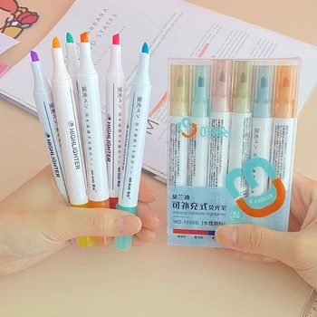 Набор разноцветных маркеров многоразового использования, 6 шт./упак., цветные маркеры, ручка-долото