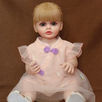 22-дюймовая реалистичная кукла Reborn Baby Girl с мягкими силиконовыми длинными Золотыми волосами, реалистичная принцесса, малышка Бебе, Подарок на День рождения