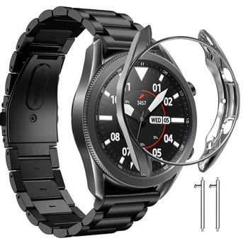 ремешок + чехол для samsung galaxy watch 3 45 мм 41 мм ремешок чехол для huawei watch gt 2e galaxy watch 46 мм active 2 40 мм 44 мм ремешки