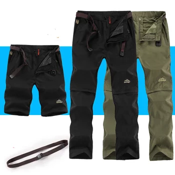 Мужские летние уличные быстросохнущие походные брюки, дышащие, съемные в шорты, спортивные походные непромокаемые брюки для кемпинга 6XL