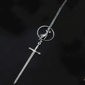 Ожерелье с мечом, Викторианский винтаж, Антикварный кинжал, Ведьма, Готические украшения, Новый кулон, модный женский мужской подарок, мистический длинный
