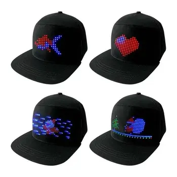 Bluetooth Светодиодная шляпа, Мобильная Программируемая панель для отображения сообщений с прокруткой, бейсбольная кепка для вечеринки в стиле хип-хоп, Спортивная кепка для гольфа, рыбалки