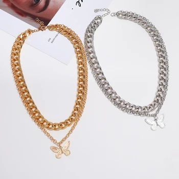 Винтажное Многослойное ожерелье-бабочка LATS для женщин Золотого цвета, Модное массивное колье-цепочка, ожерелья-чокеры, ювелирные изделия