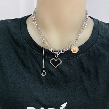Ожерелье с подвеской в виде сердца из титановой стали, женские украшения для вечеринок в стиле хип-хоп, рок