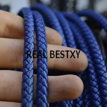5 м/лот приблизительно: 6 мм синий круглый плетеный кожаный шнур Кожаные шнуры Веревка для изготовления браслетов Кожаные нити струны своими руками