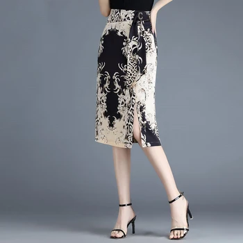 Черные юбки с цветочным принтом, весенне-летнее модное платье в корейском стиле, элегантная офисная женская повседневная рубашка для женской повседневной одежды