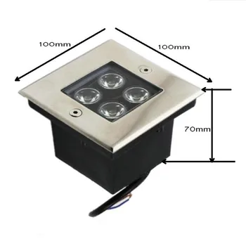 Квадратные светодиодные подземные фонари мощностью 4 * 2 Вт, светодиодный заглубленный световой плинтус 100 мм * H75MM IP65, наружный свет, 8 Вт, светодиодная подземная лампа