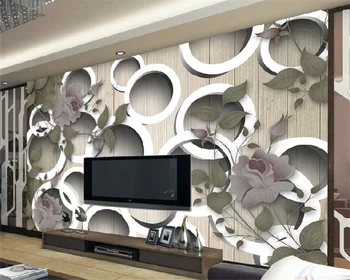 Papel de parede 3D Пользовательские обои современный минималистичный ретро цветок розы домашний декор настенная роспись высокого класса гостиная ТВ фон стены