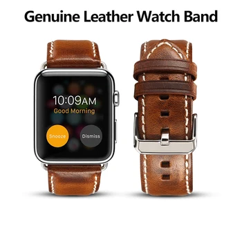 Натуральная Винтажная Масляно-Восковая Кожа Для Apple Watch Band 45 мм 44 мм 40 мм 42 мм 38 мм Роскошный Качественный Ремешок Для Часов iwatch Band Из Натуральной Кожи