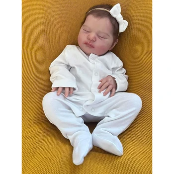 19-дюймовая готовая кукла Новорожденная малышка Лаура с премиальным макияжем, 3D-кожей, видимыми венами, Бебе Реборн, спящая, коллекционная художественная кукла для девочки